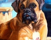 BOXERS & BULLDOGS, custom Pet Portrait Oil Paintings by puci, 10x10"