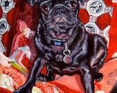 Frenchie and the Kozy Kimonos, CUSTOM Pet Portrait Oil Painting by puci, 10x12"