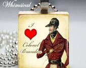 Jane Austen Jewelry, Love Colonel Brandon, Scrabble Tile Pendant Jewelry