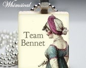 Jane Austen Jewelry - Team Bennet Necklace - Scrabble Tile Pendant - for her - gifts under 10