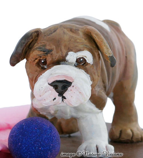 English Bulldog Art Figurine Polymer Clay Dog Sculpture Animal Home Decor