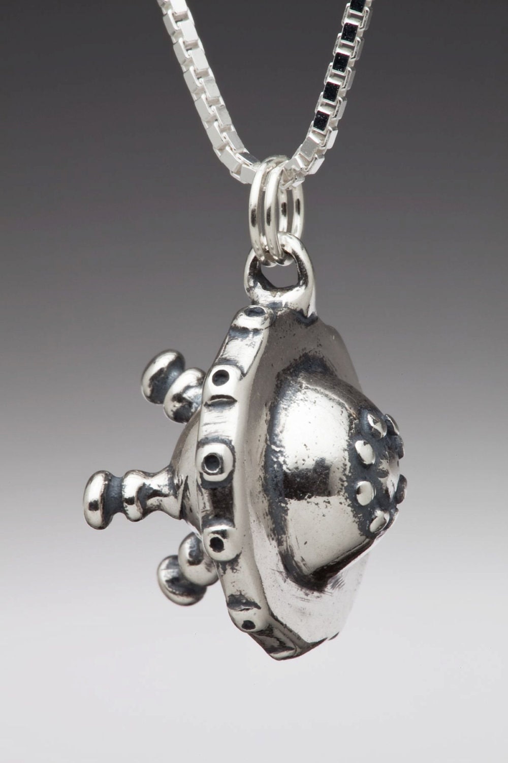 Silver Flying Saucer Charm Pendant