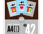 Retro poster prints Polaroid Cathrineholm Eames Mad Men Mid Century Modern kitchen art office - Any 3 x A4 prints for 42 Dollars