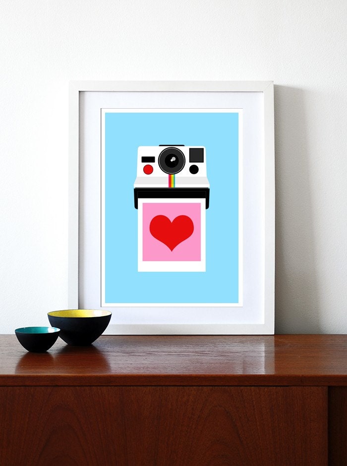 Polaroid poster print retro photography vintage camera kitchen art office - Instant Love A3