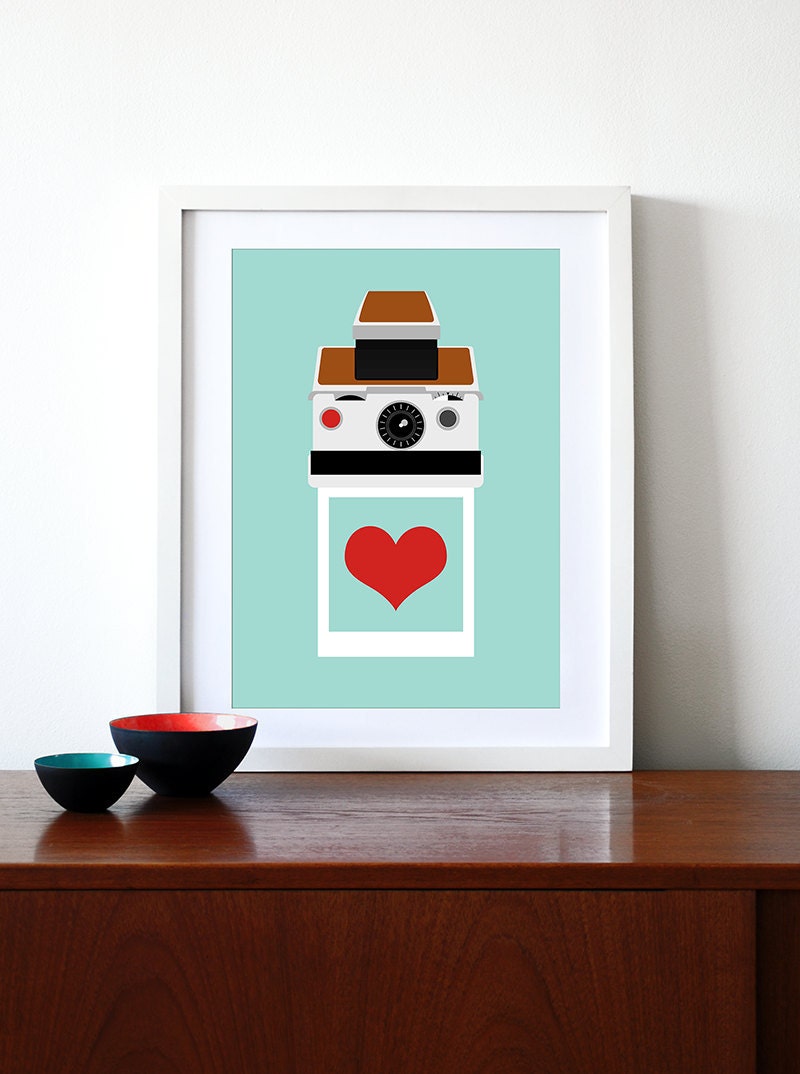 Polaroid poster print - Instant Love SX70 - A3 29.7 x 42 cm  retro photography eames SX70 Mid century modern love