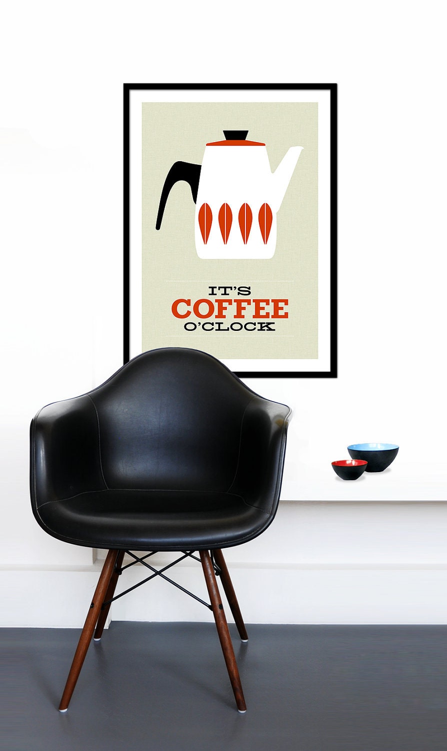 Cathrineholm poster print - It's Coffee O'clock - Large 50 x 70 cm size - Red - Cathrineholm Mid Century modern home tea coffee kitchen