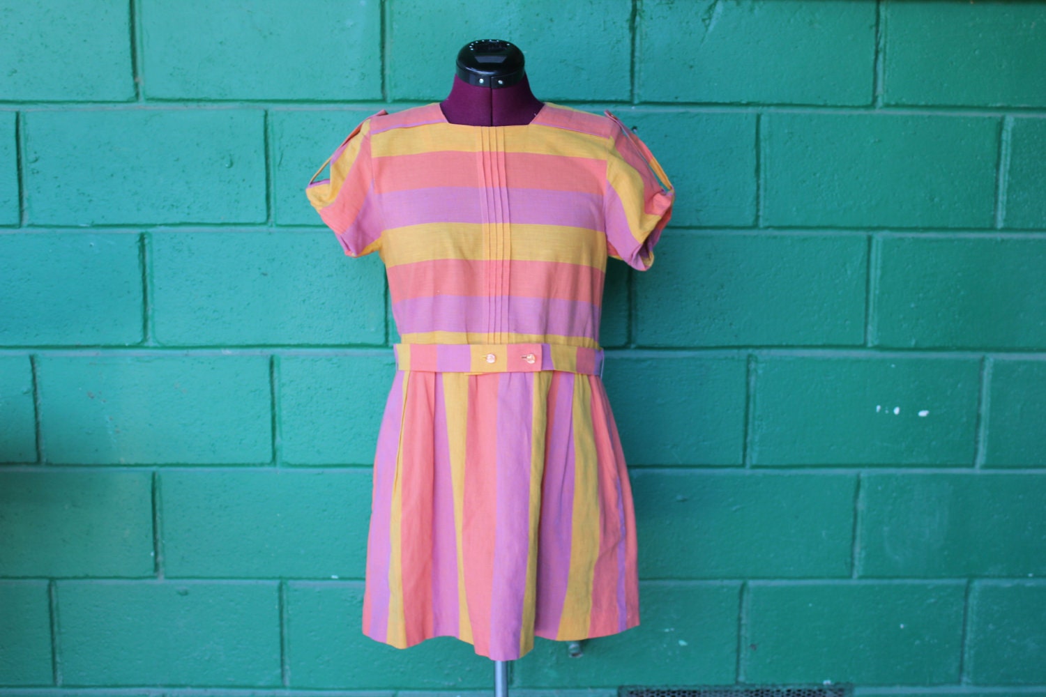 70s 80s striped cotton mini dress