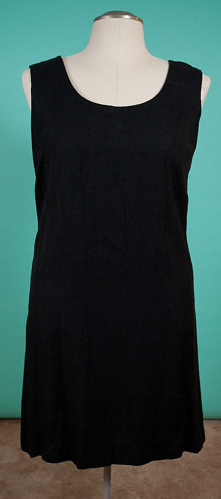 Vintage 50s Black Linen Summit of Boston Shift Dress, 40-38-42