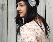 Knit Headband in Grey with Large Bow // Adult Light Gray Bow // Preppy Knitted Headband