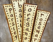 Basil Oregano Rosemary & Parsley herb garden stakes (Set of 4)