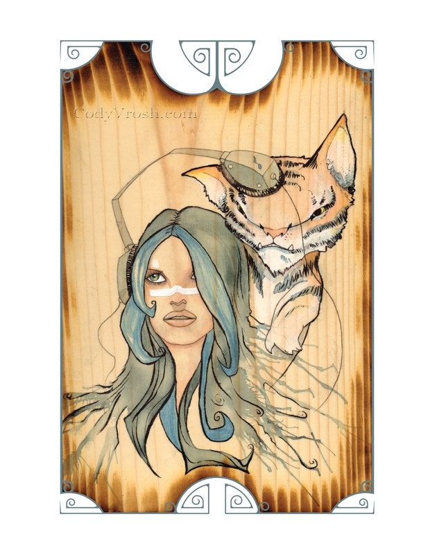 The Thieving of the Music Hat  - 11x14" Illustration Art Print by Cody Vrosh - Watercolor on Wood