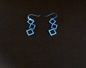White Gold Plated Squares Abstract Sterling Silver Ear Wires Earrings