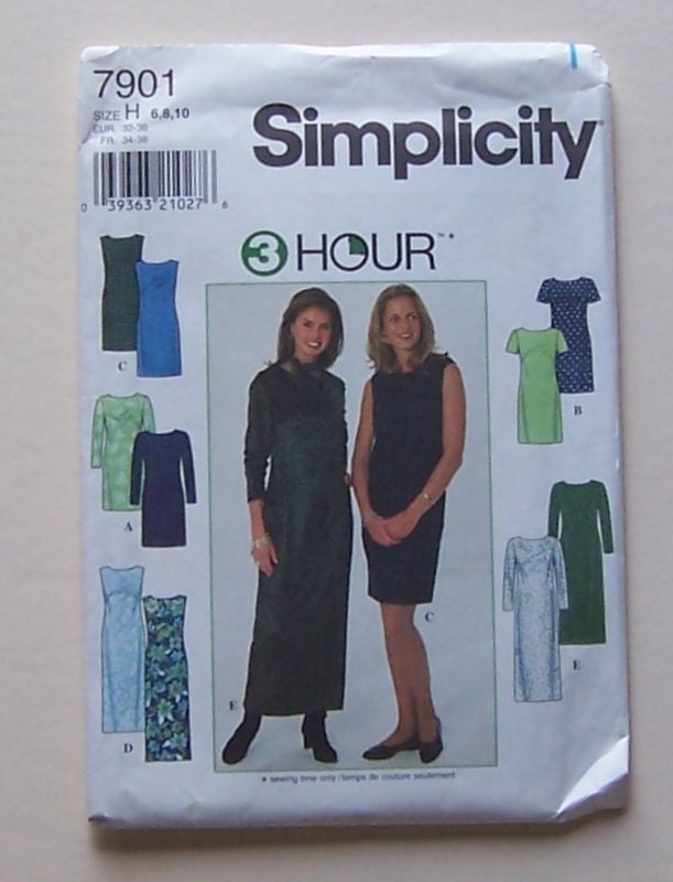 Women's Sheath Dress in Two Lengths Size 6- 8- 10 UNCUT Simplicity 7901 Sewing Pattern