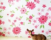 One Yard Vintage Pink Clematis Wallpaper