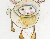 Little Lamb Greeting Card // Blank Illustrated Animal Friendship Birthday Anniversary Easter Lamb Sheep Gift Card 4" x 6"