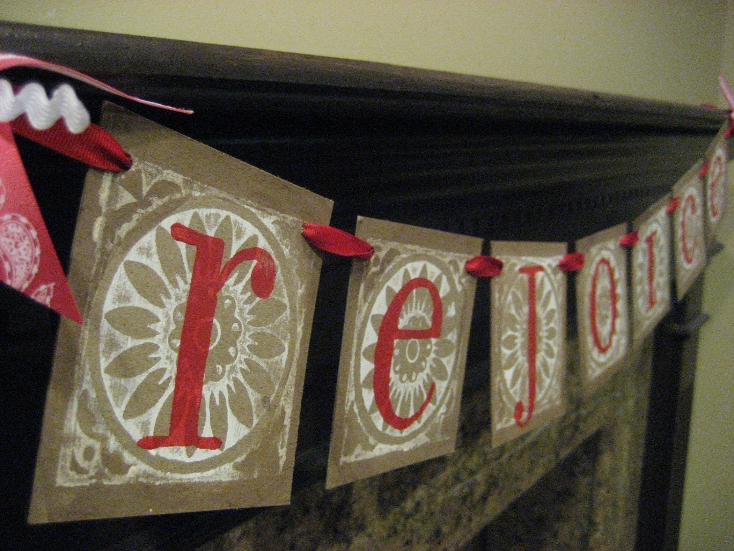 Christmas Decoration REJOICE Holiday Garland Banner Sign