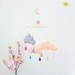 Rain Cloud Mobile Nursery Children Decor-Cloud mobile for nursery "MOON DREAM"by The Butter Flying