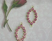 Vintage Swarovski Rhinestone Connectors 2 Rose Pink Findings 2 Rings