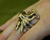 Octopus Ring in Solid Bronze