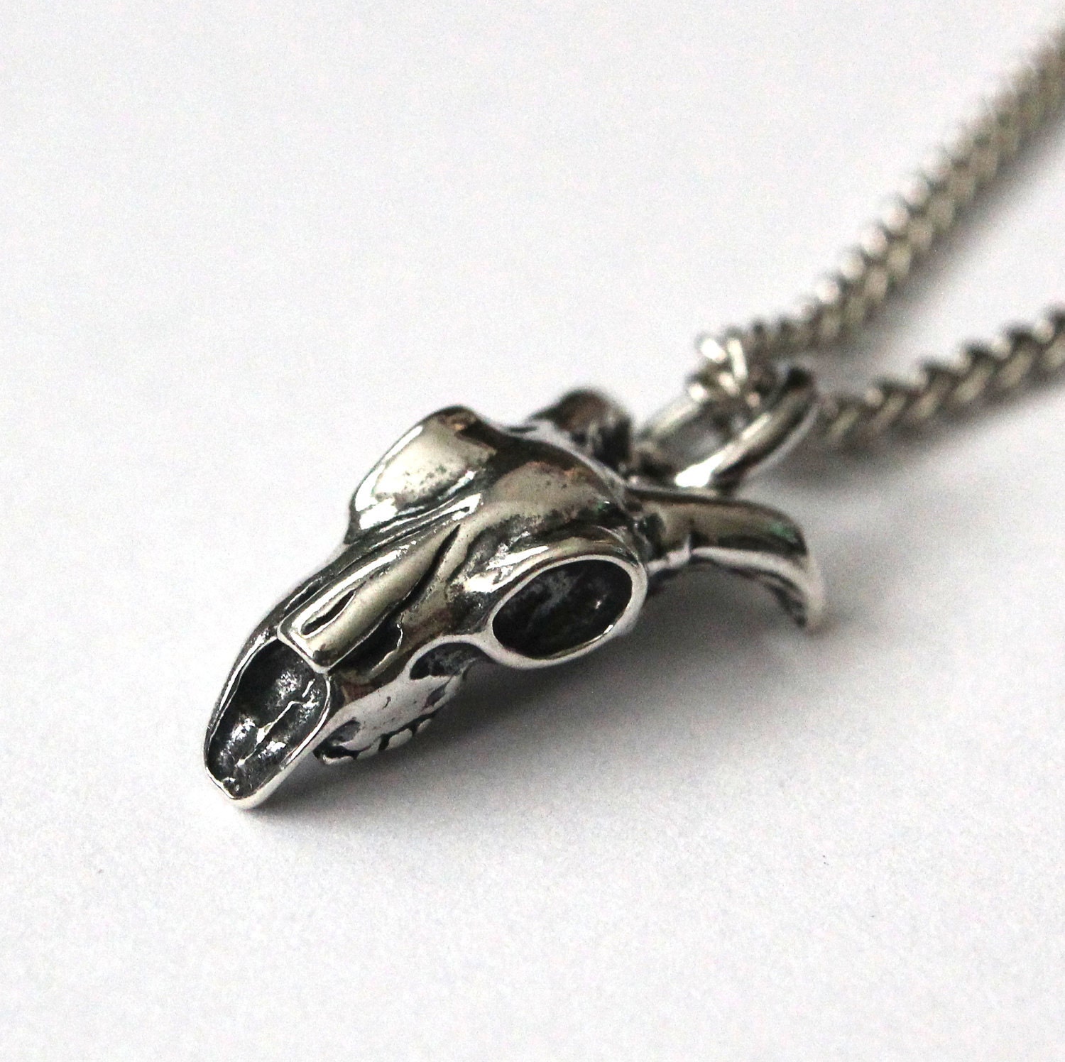 Ram Skull Necklace in Sterling Silver