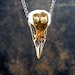 Bronze Raven Skull Necklace - Bird Crow