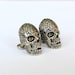 Sugar Skull Cufflinks in Oxidized Sterling Silver Overlay Over Solid White Bronze Cuff Links