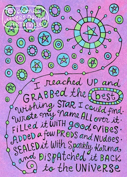 Wishing Star (5x7 doodle print)