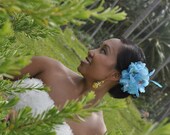 Something blue bridal flower with feathers and crystals - ADDISON no.44