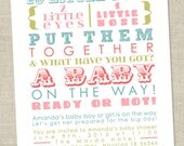 Pastel Baby Shower Invitation - words, gender neutral (Printable Digital File)