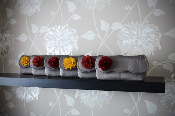 autumn colors perfect as bridesmaid gifts... dupioni silk clutches in your colors