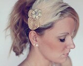 IVORY CREME Rooster Feather Flower Headband Shabby Rosette Wedding Bridal fascinator veil Prom Dance Boutique Women Girls Photography Prop