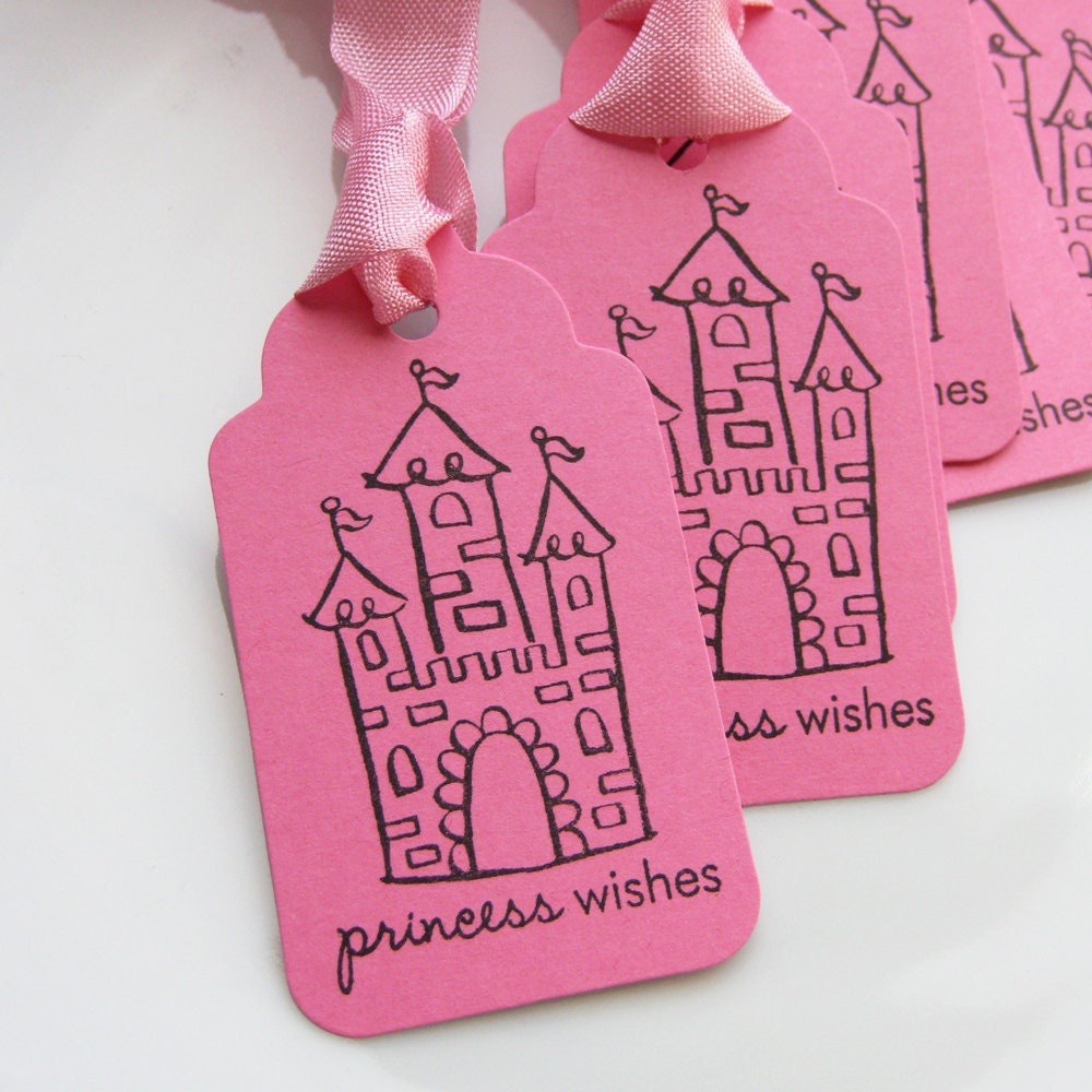 Princess Party Tags Princess Wishes - Set of 6 - Custom Colors Available - Castle Favor Tags Princess Birthday Il_170x135