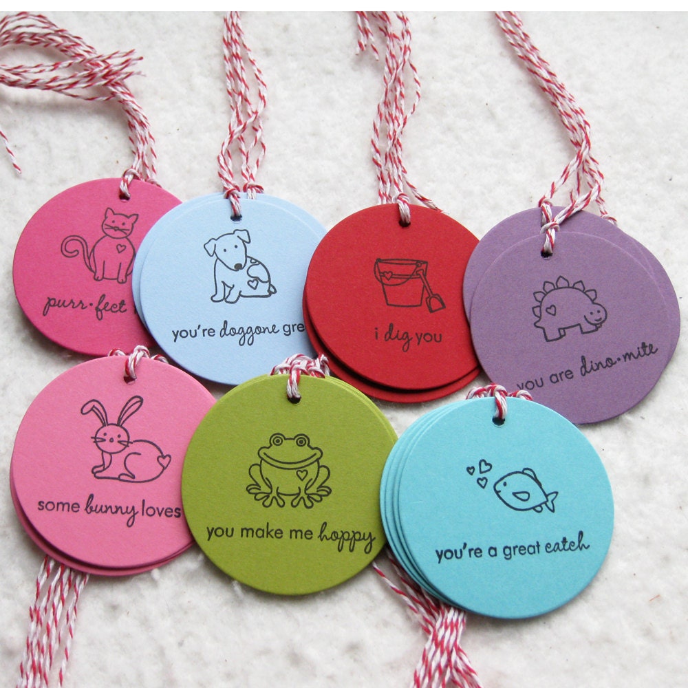 Valentine's Day Tag Assortment - Set of 28 - Valentine's Day Party Favor Tags Classroom Tags Il_170x135
