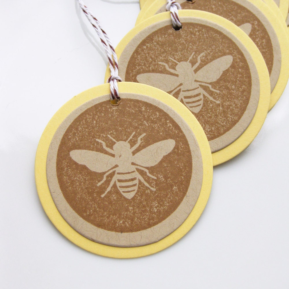 Bee Gift Tags - Set of 6 - Custom Colors Available - Bee Party Favor Tags Bumble Bee Party Il_170x135
