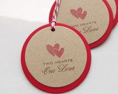 Wedding Favor Tags Two Hearts One Love - Set of 6 - Custom Colors Available - Bridal Shower Tags Wedding Tags Il_170x135