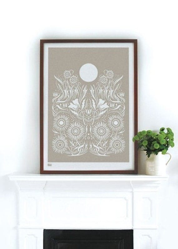 Moonlight in Warm Stone - decorative screen print