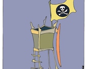 Arrrrr, surf art 8x8 digital illustration