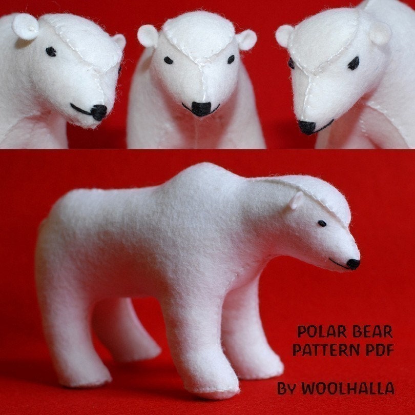 Polar Bear Pattern PDF, Christmas decoration, Animal, Felt Pattern, Instant Download