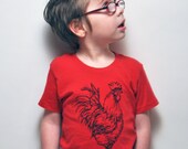 Organic Rooster Toddler Tee - Earth Red