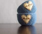 personalized just for you - felted wool bowl with felt heart and embroidered initials or short name - ready in 2 weeks from purchase