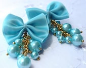 Pearl Dangle Earrings in Aqua by Mademoiselle Mermaid