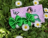 Pearl and Bow Earrings - Kawaii Fashion Accessories - Kelly Green