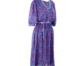 Jewel Tone Playful Pattern - Vintage Dress -  sz Medium