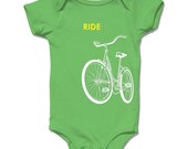 Ride a Bike Infant baby bodysuit - grass green, infant sizes, short sleeve and long sleeve, all newborn sizes