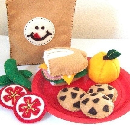 Felt Food Sack Lunch Picnic Pattern -  LUNCH TIME FUN - Instant Download Tutorial Ebook