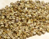 4mm Opaque Gray Mist Picasso TOHO HYBRID Glass Cube Beads 10 Grams (D282)