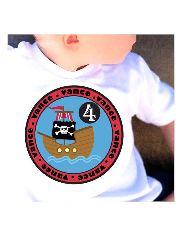 PIRATE BIRTHDAY SHIRT Personalized Short Sleeve Custom Boy Girl 1 2 3 4 5 6 7 8 9 10 Year Old, Free Gift Wrap
