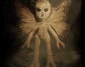 Halloween Decor, Strange Gothic Butterfly Doll Photo Art Print, Mutate, Halloween Decoration