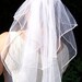 Wedding Veil,Fingertip length 2 tier, White veil with PEARL edge