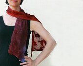 Nuno Felted silk scarf Purple Burgundy Red Blue